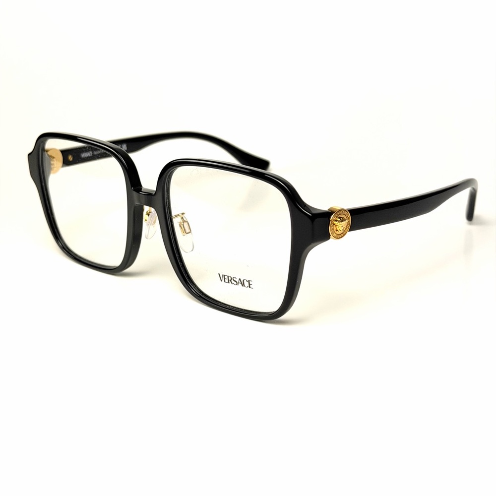 Versace Mod 3333 D GB1 Black and Gold Square Eyewear 3333-D Authentic New